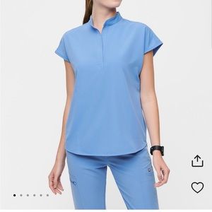 Figs Rafaela Scrub Top - Ceil Blue